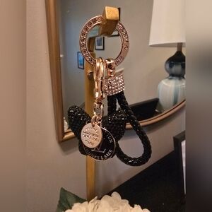 LV Bag Charm/Keychain w/ authentic Louis Vuitton Trunks & Bags charm - Black